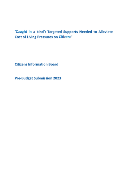Pre-budget Submission 2023 - Caught in a bind: Targeted Supports Needed to Alleviate Cost of Living Pressures on Citizens