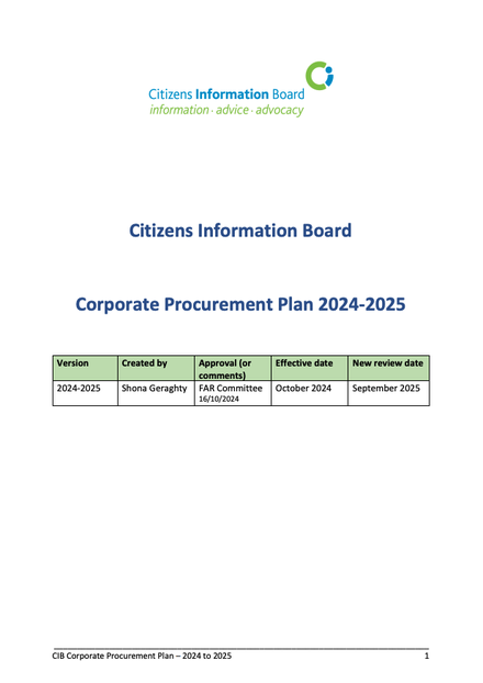 CIB Procurement plan 2024 - 2025