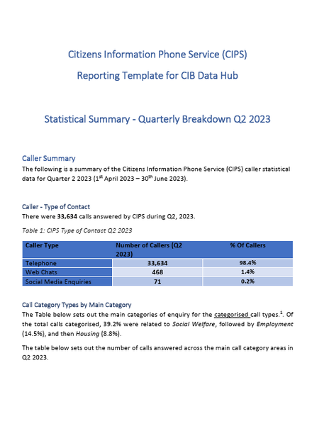 Statistical Summary - Quarterly Breakdown Q2 2023 Cover Image