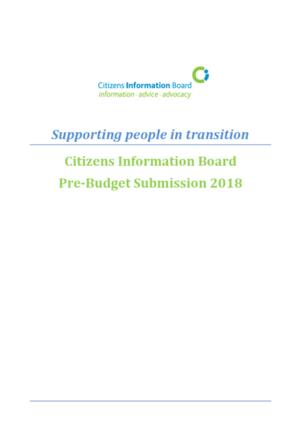 Screenshot. 2018 Prebudget Submission. Supporting people in transition