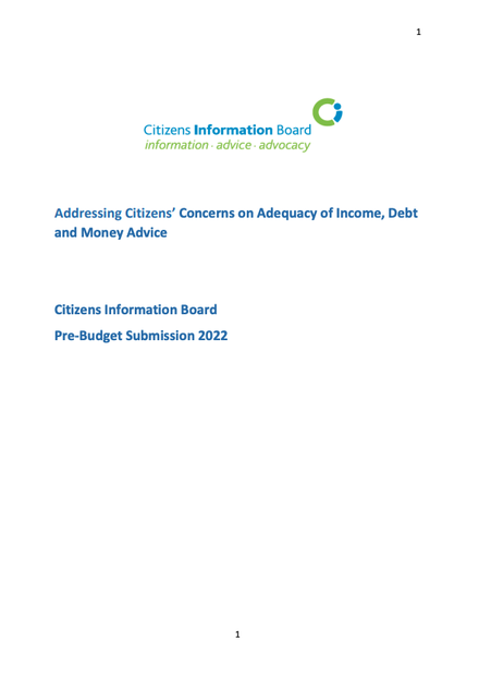 Pre-Budget Submission 2022: Addressing Citizens' Concerns on Adequacy of Income Debt and Money Advice